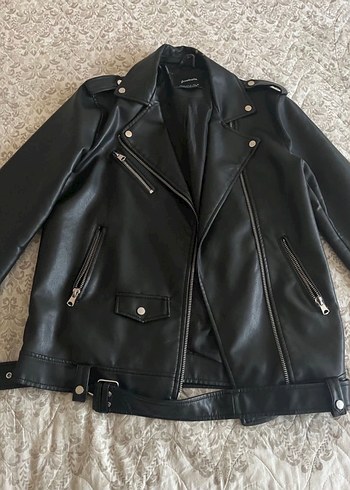 Siyah Biker Deri Ceket - Görsel 2