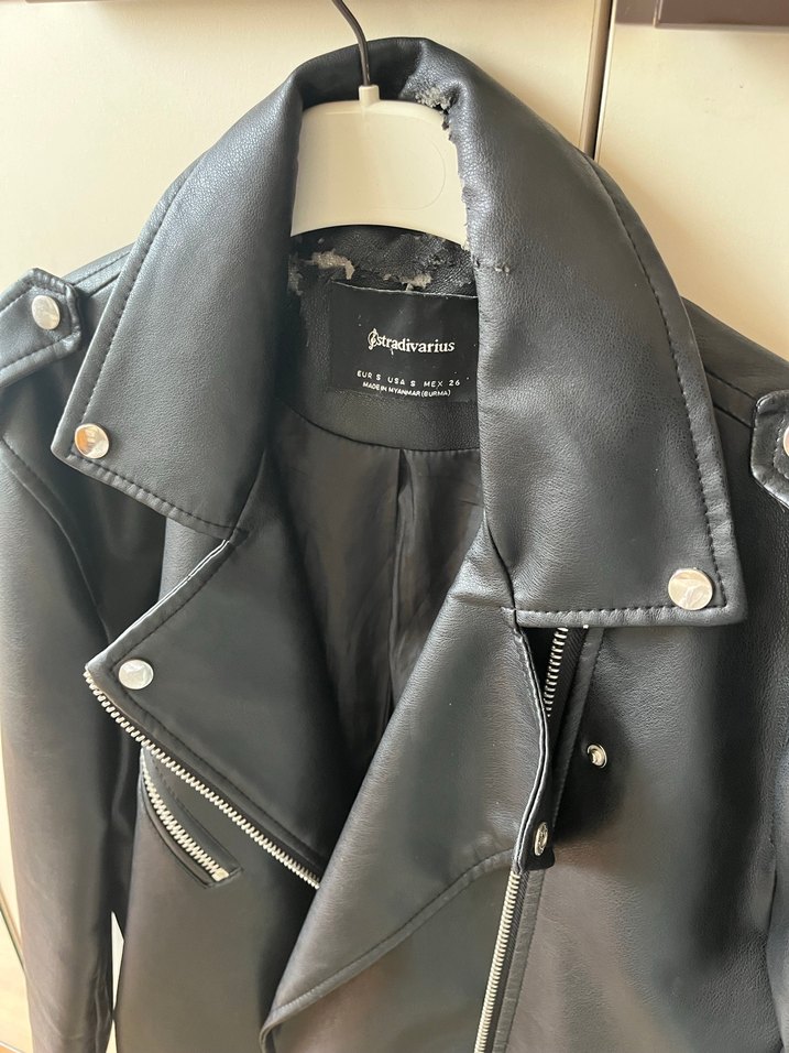 Siyah Deri Biker Ceket - Görsel 2