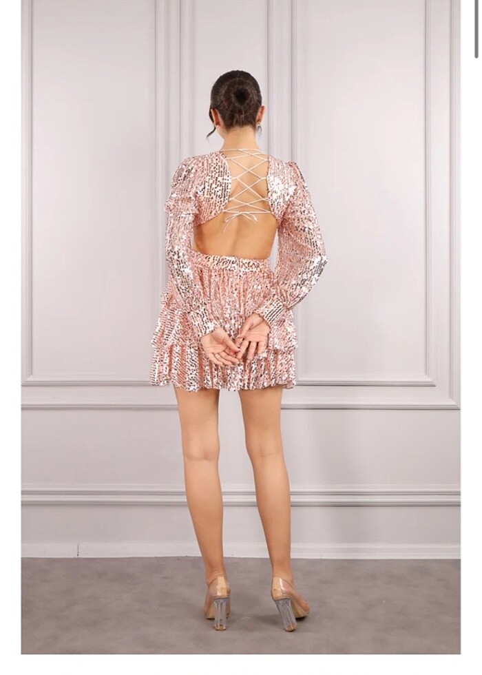 Payetli mini elbise - Görsel 4