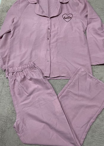 Pembe Uzun Kollu Kadın Pijama Takımı