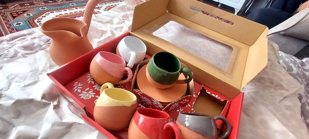 Renkli Seramik Fincan ve cezve seti - Görsel 3