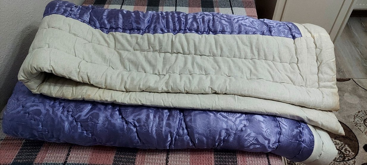 Mor ve Gri Yumuşak Yün Yorgan - Görsel 2