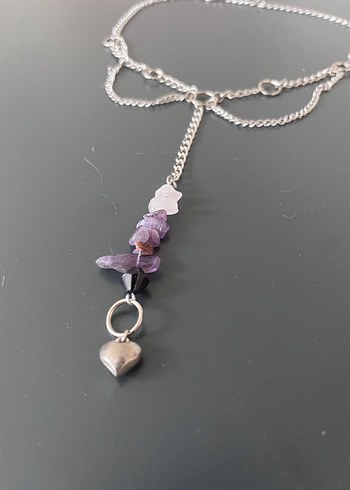 Accessorize Uzun Zincir Detaylı Y şeklinde Ametist ve Kuarts Gotik Kolye