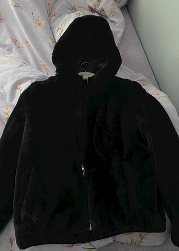 Siyah Midi Boy Peluş Mont - Görsel 4