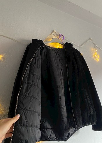 Siyah Midi Boy Peluş Mont - Görsel 2