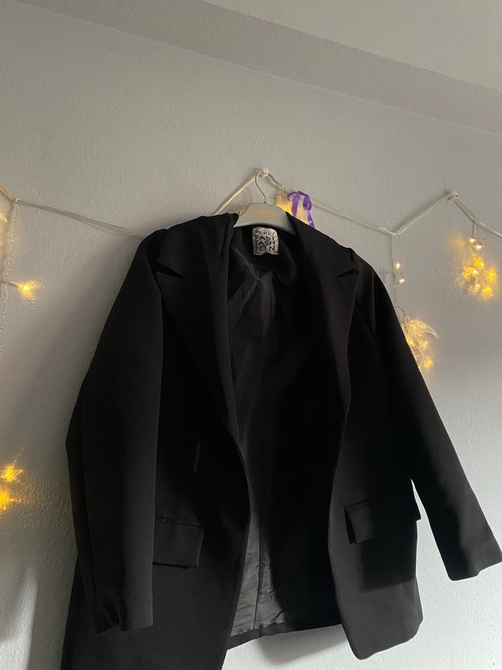 Kadın Siyah Midi Blazer Ceket - Görsel 2