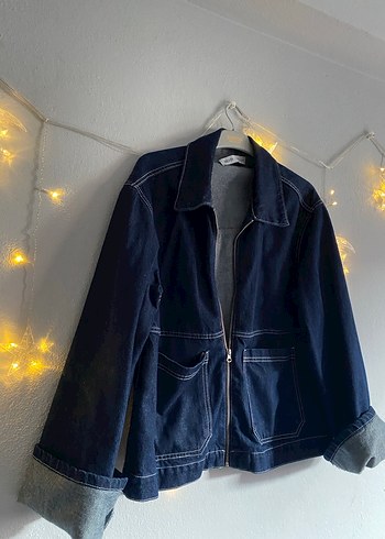 Lacivert Fermuarlı Kadın Denim Ceket - Görsel 3