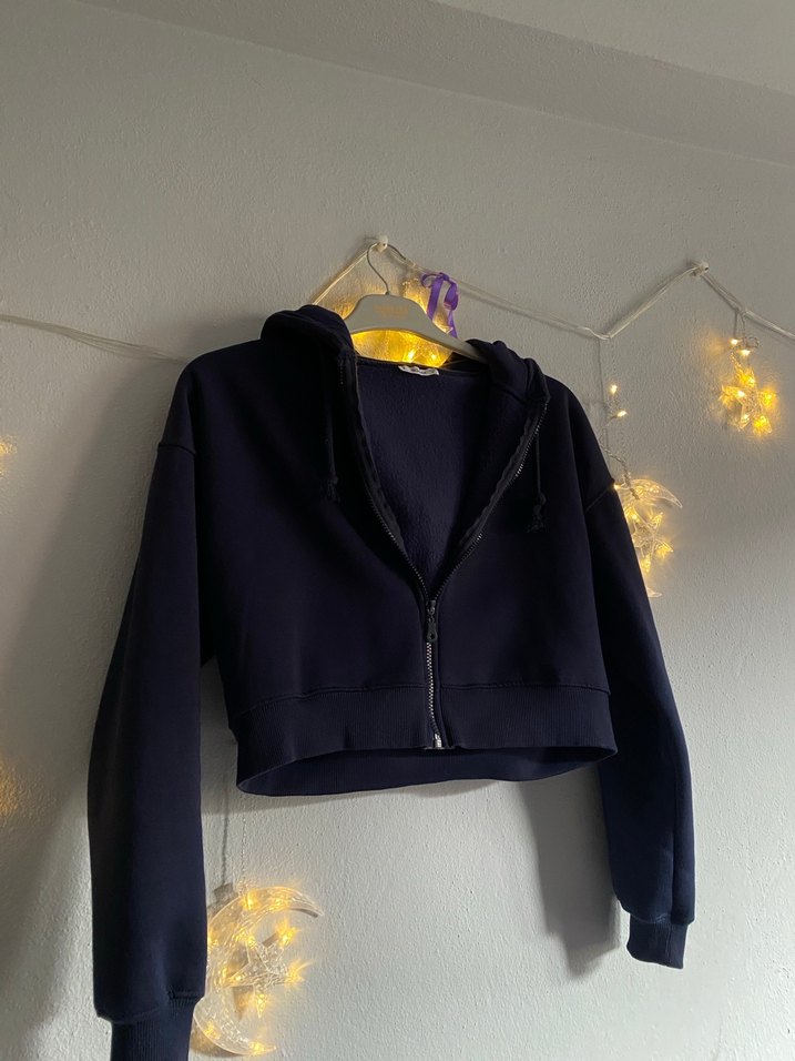 Fermuarlı Siyah Kadın Sweatshirt - Görsel 2