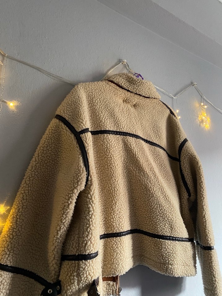 Kahverengi Peluş Detaylı Midi Ceket - Görsel 2