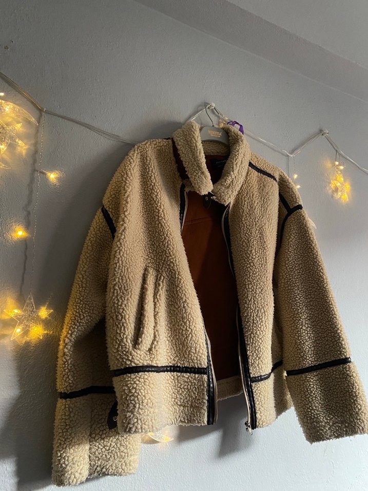 Kahverengi Peluş Detaylı Midi Ceket - Görsel 3