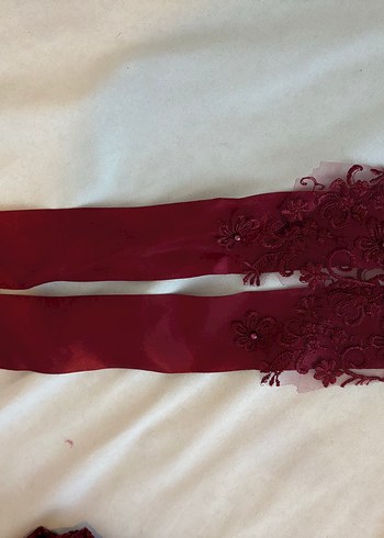 Beden Bordo Nakışlı duvak ve kuşak