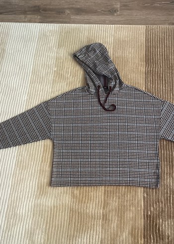 Colin's Kapüşonlu Gri Kareli Kadın Sweatshirt