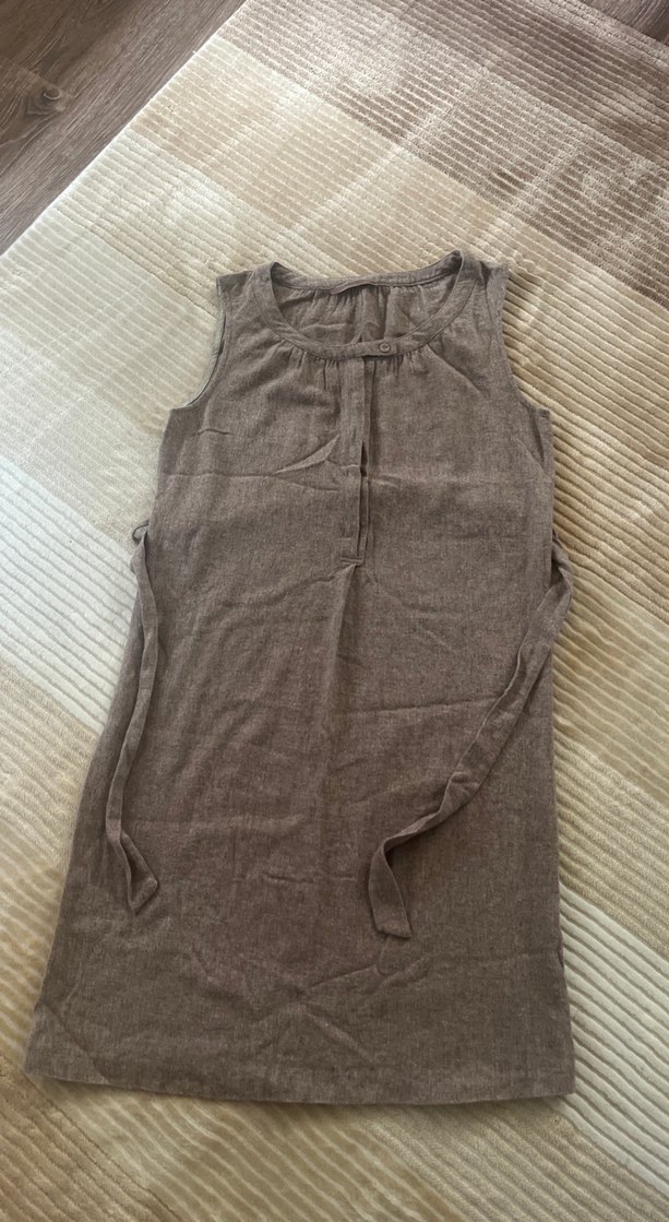 BejKışlık jile tarzıKolsuz Midi Elbise - Görsel 2