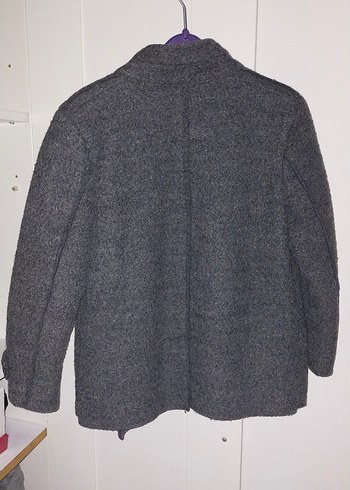 Düğmeli Gri Yün Çocuk Kabanı - Görsel 2