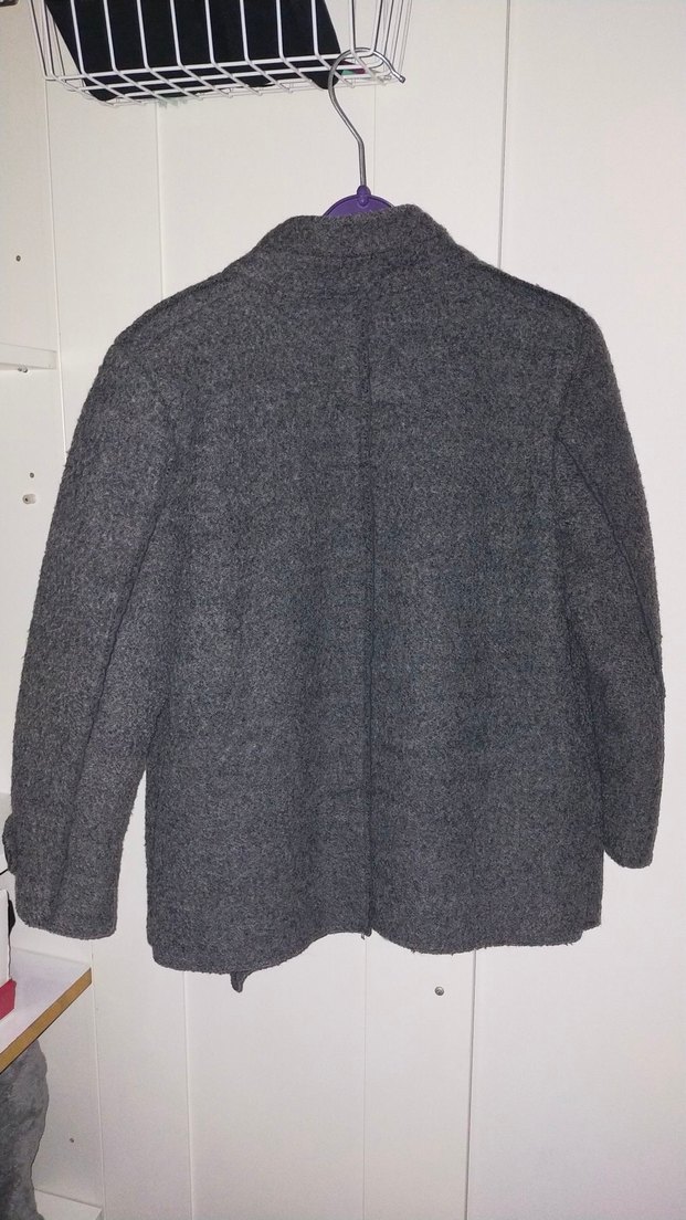 Düğmeli Gri Yün Çocuk Kabanı - Görsel 2