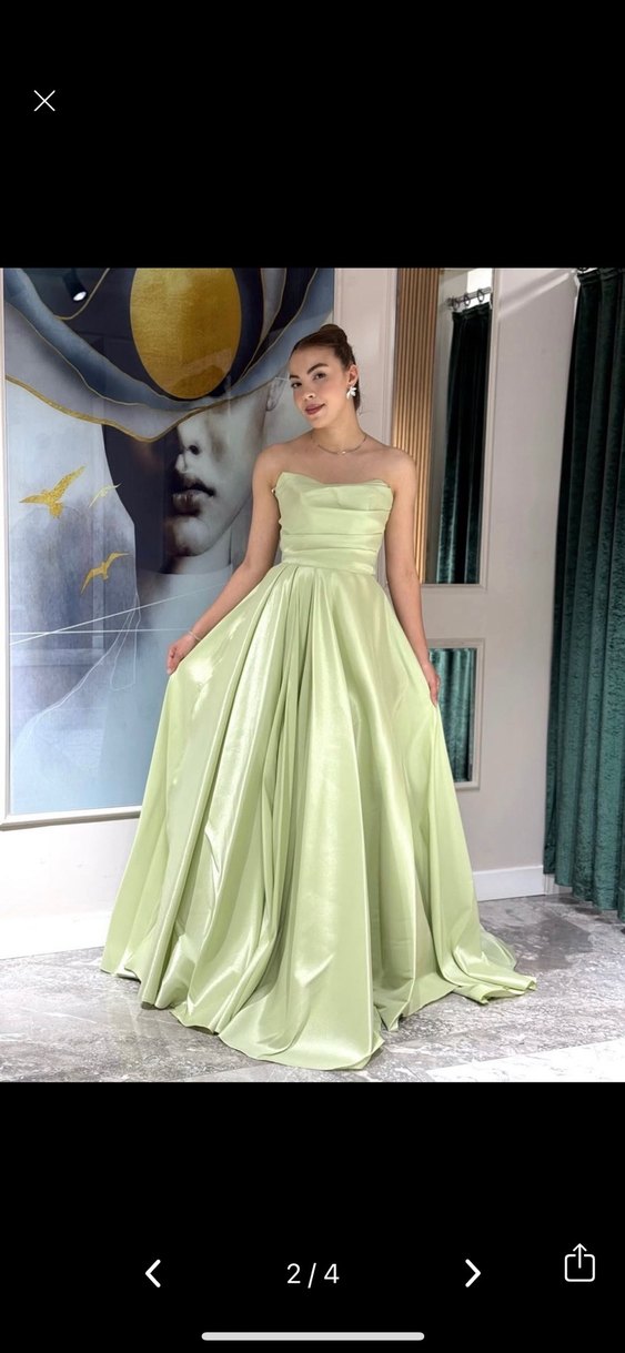 Drapeli Straplez Uzun Kadın Abiye Elbise - Görsel 2