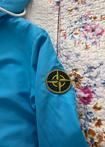 Mavi Kapüşonlu Fermuarlı Stone ısland ceket - Görsel 2