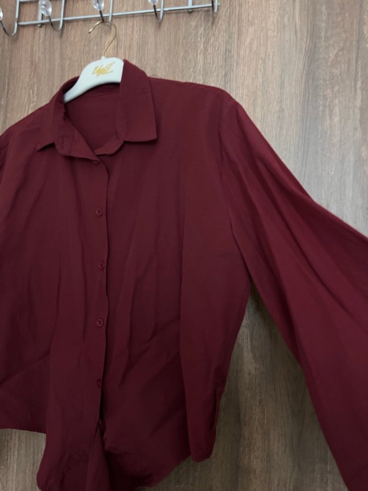 Bordo Kuşaklı gömlek - Görsel 4