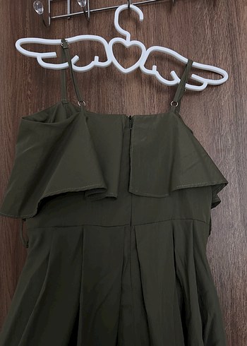 Drapeli Uzun Straplez Kadın Elbise - Görsel 4