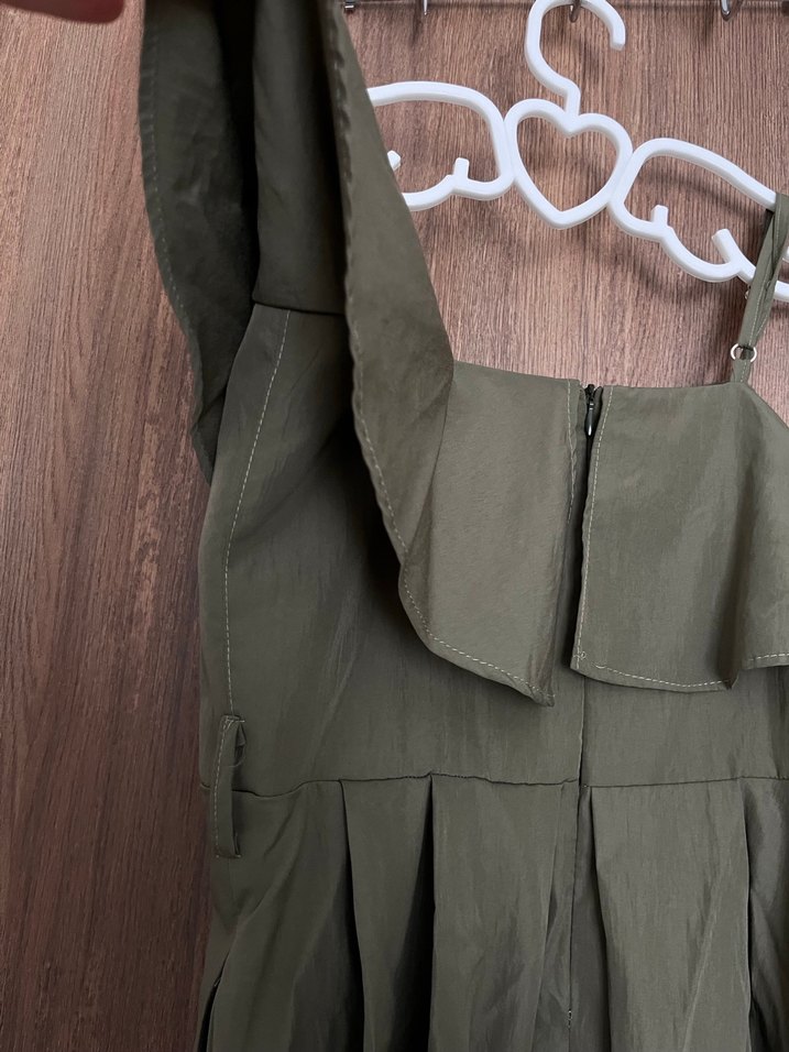 Drapeli Uzun Straplez Kadın Elbise - Görsel 5