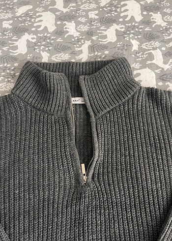 Gri Örgü Triko Kadın Kazak - Görsel 5