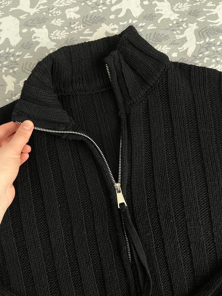 Yüksek Yaka Siyah Triko Mini Kazak - Görsel 3