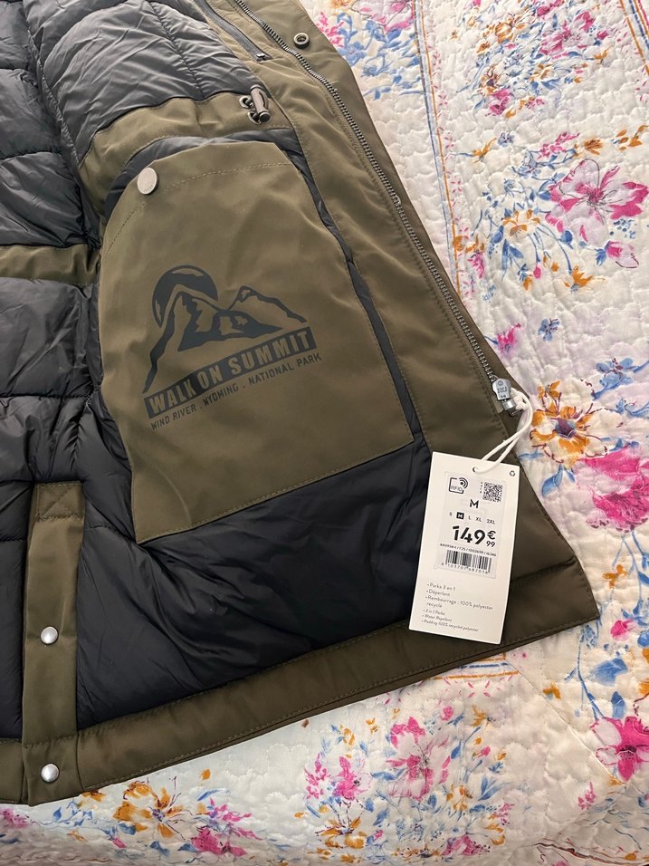 Haki yeşil Uzun Erkek Mont Kapüşonlu - Görsel 3