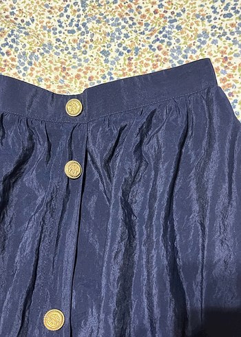 Touche Uzun Mavi Düğmeli Etek - Görsel 3