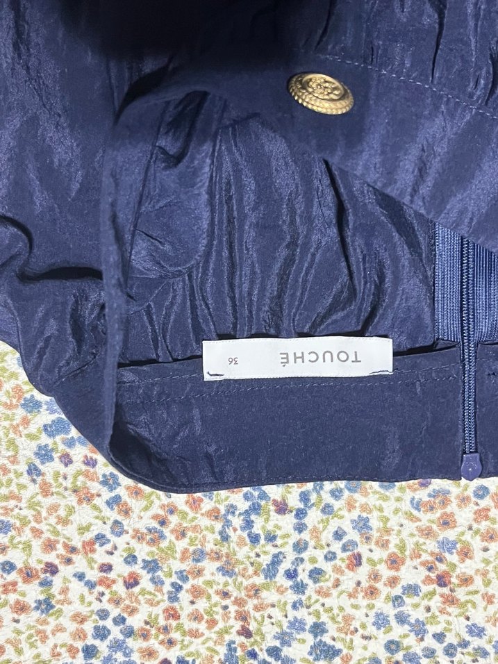 Touche Uzun Mavi Düğmeli Etek - Görsel 2