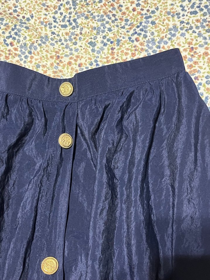 Touche Uzun Mavi Düğmeli Etek - Görsel 3