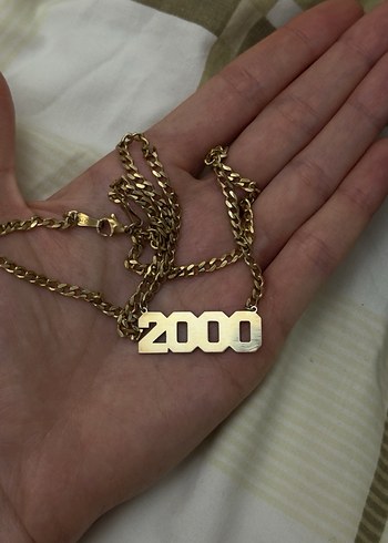 Vintage model 2000 Yazılı altın kaplama gümüş kolye - Görsel 2