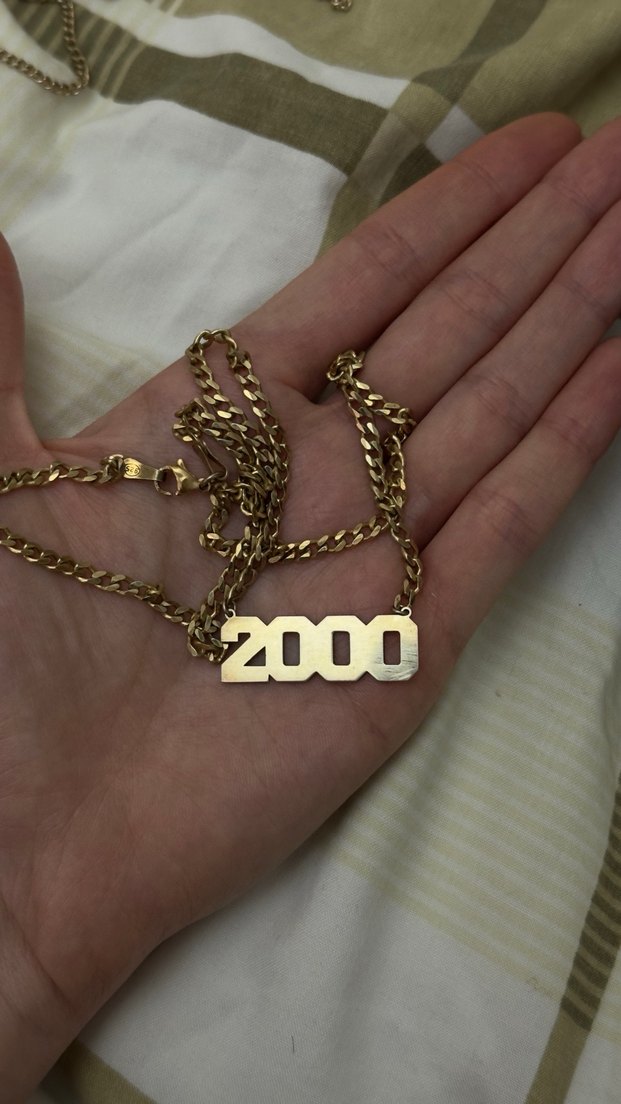 Vintage model 2000 Yazılı altın kaplama gümüş kolye - Görsel 2