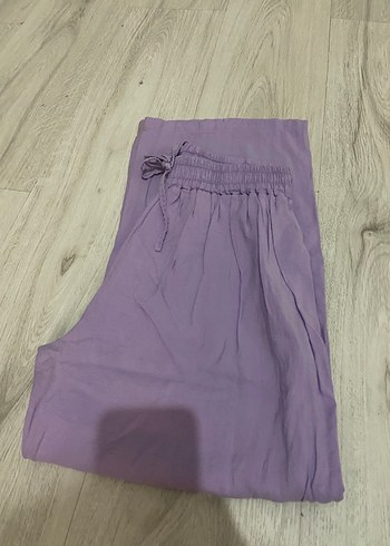 Zara Bohem Tarz Pastel Mor Keten Kadın pantolon