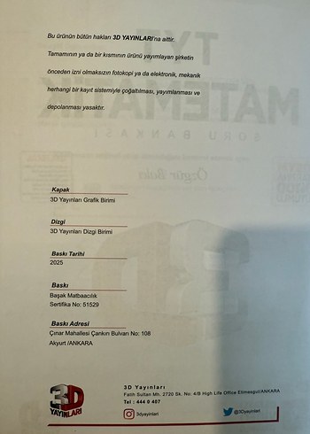 TYT Matematik 3D Soru Bankası Detaylı Video Çözümlü