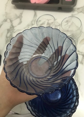 Koyu Mavi Cam Kase Seti - Görsel 2