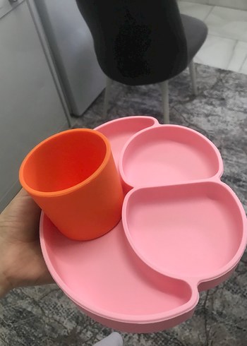 Bölmeli Pembe Çocuk Tabak - Görsel 3