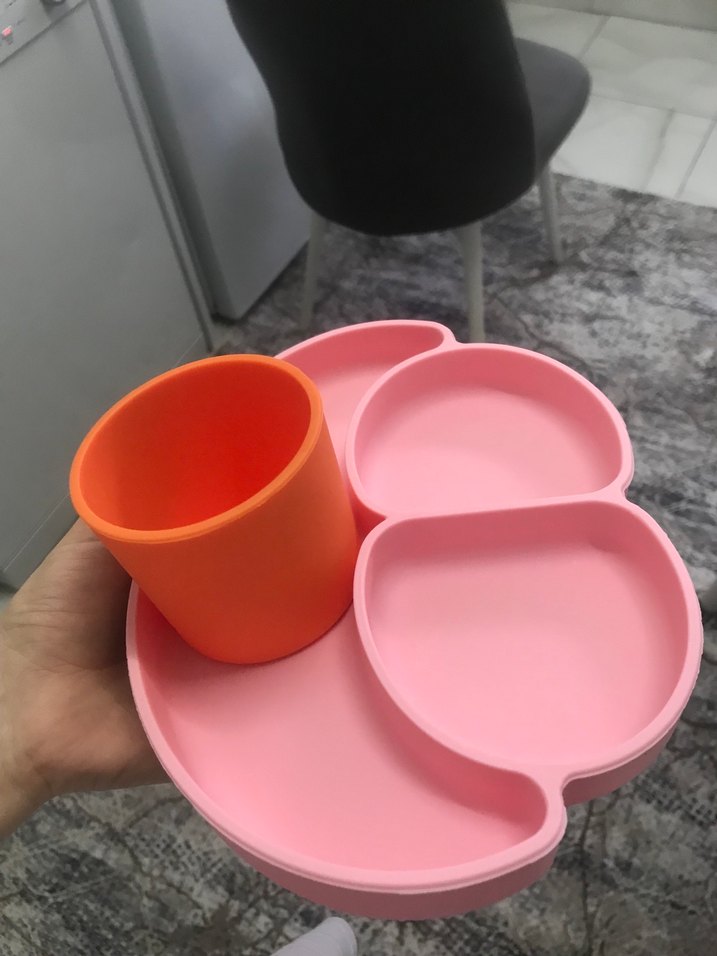 Bölmeli Pembe Çocuk Tabak - Görsel 3