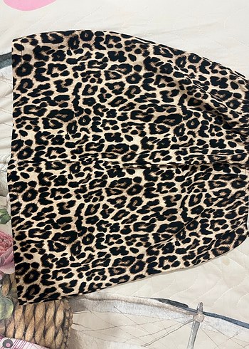 Kahverengi Leopar Desenli Etek