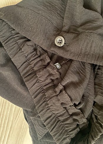 Siyah Bol Kesim Midi Kadın Kumaş Pantolon - Görsel 3