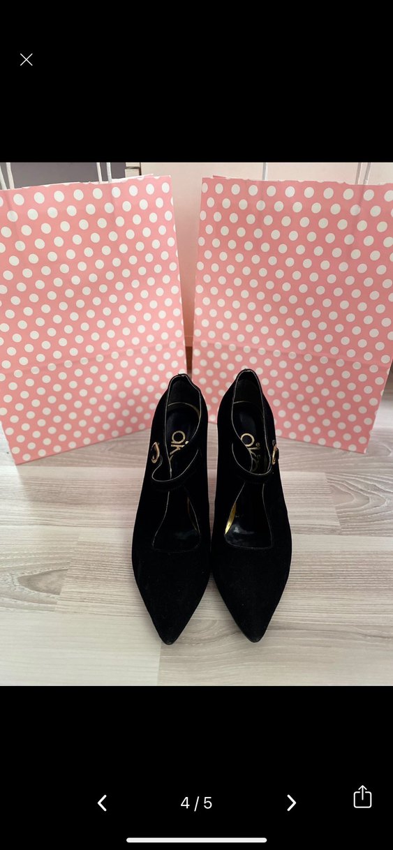 Siyah Süet Tokalı Stiletto Topuklu Kadın Ayakkabı - Görsel 3