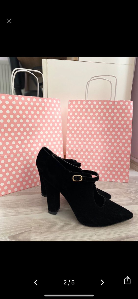 Siyah Süet Tokalı Stiletto Topuklu Kadın Ayakkabı - Görsel 2