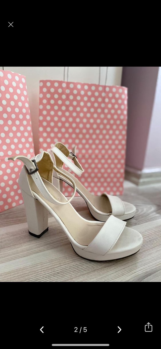 Beyaz Platform Topuklu Kadın Abiye Ayakkabı - Görsel 2
