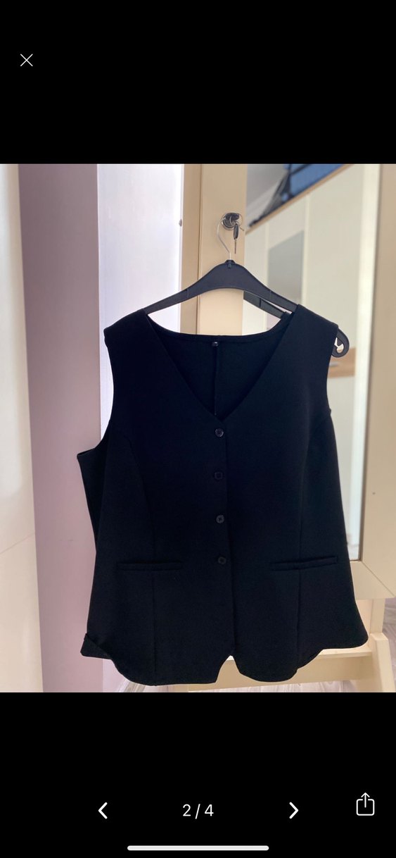 Siyah Deri Kadın Yelek - Görsel 2