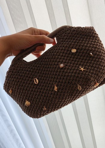 Bohem Örgü Kahverengi Kadın Çanta - Görsel 3