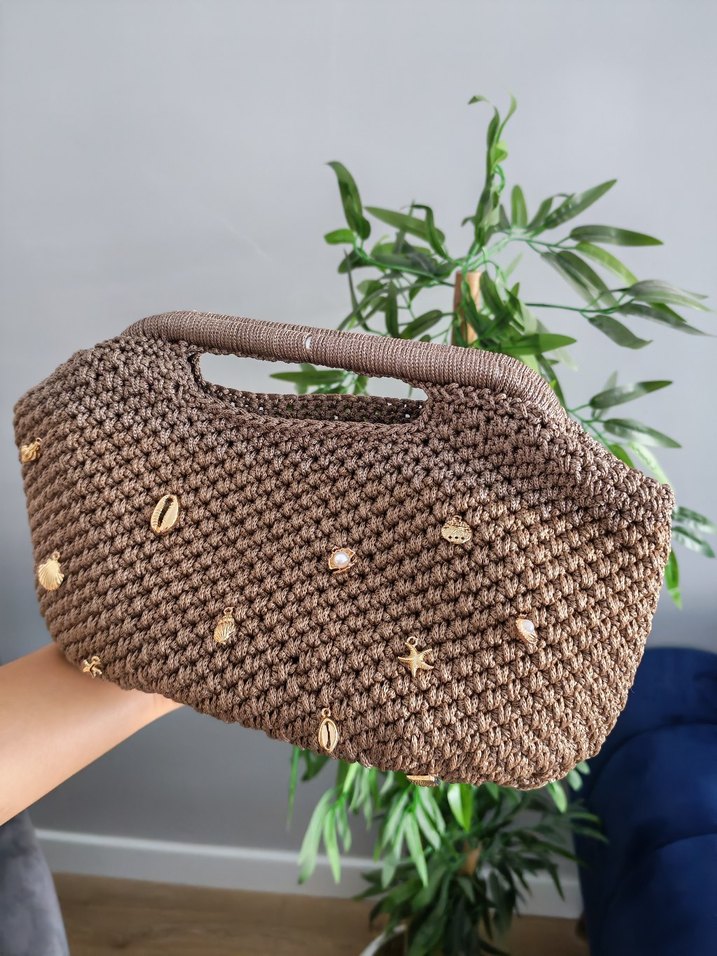 Bohem Örgü Kahverengi Kadın Çanta - Görsel 2