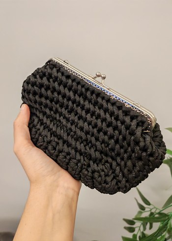 Örgü Siyah Kadın Çanta - Görsel 4