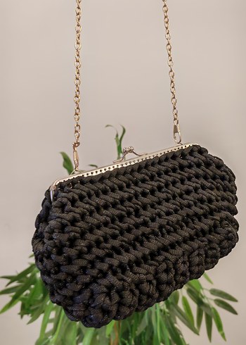 Örgü Siyah Kadın Çanta - Görsel 3