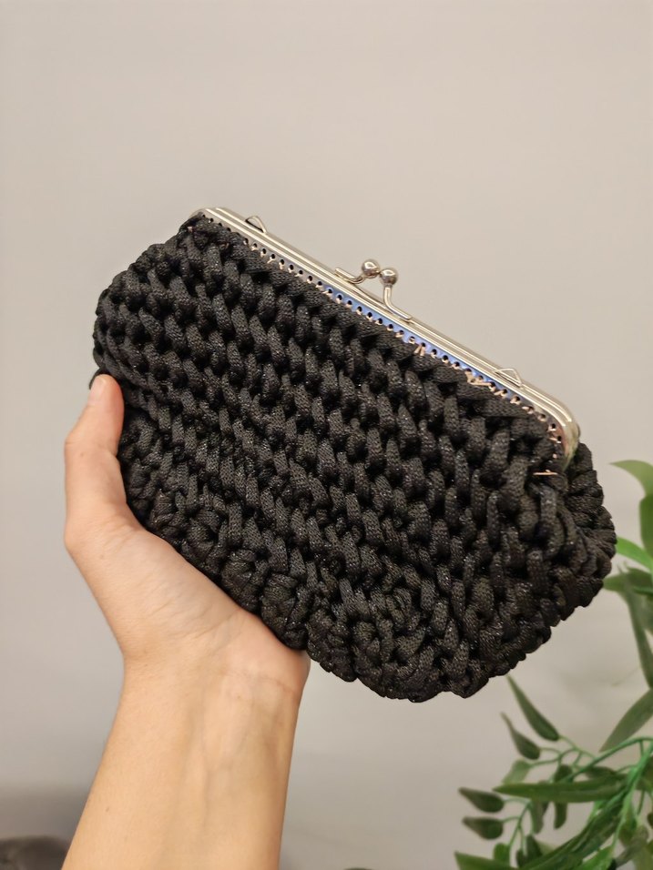 Örgü Siyah Kadın Çanta - Görsel 4