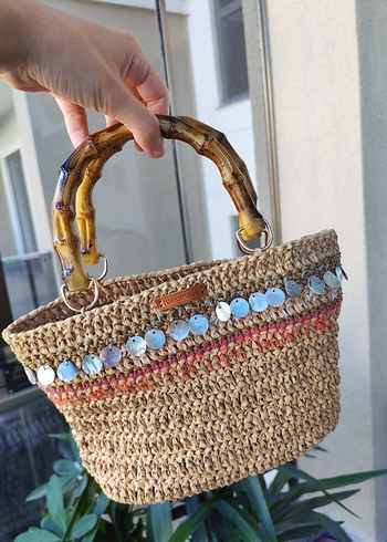 Boncuk Detaylı Renkli Örgü Kadın Çanta - Görsel 2