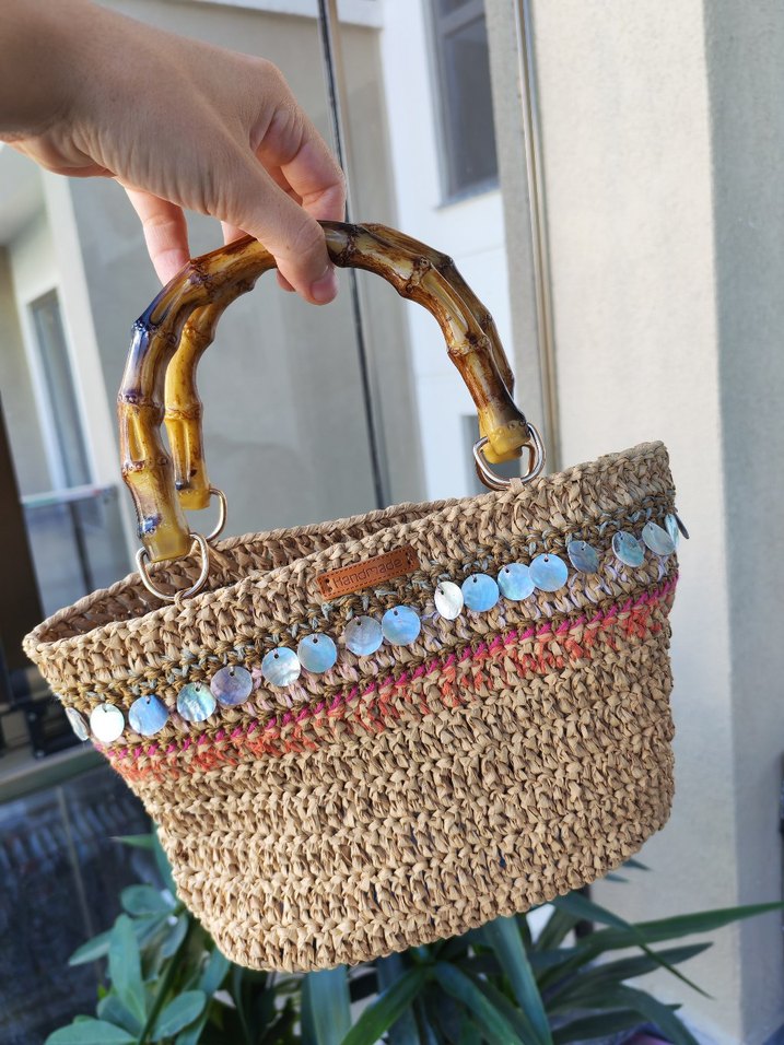 Boncuk Detaylı Renkli Örgü Kadın Çanta - Görsel 2